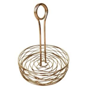 Round Metal Condiment Holder Caddy - Restaurant Tableware Organizer Silver Color